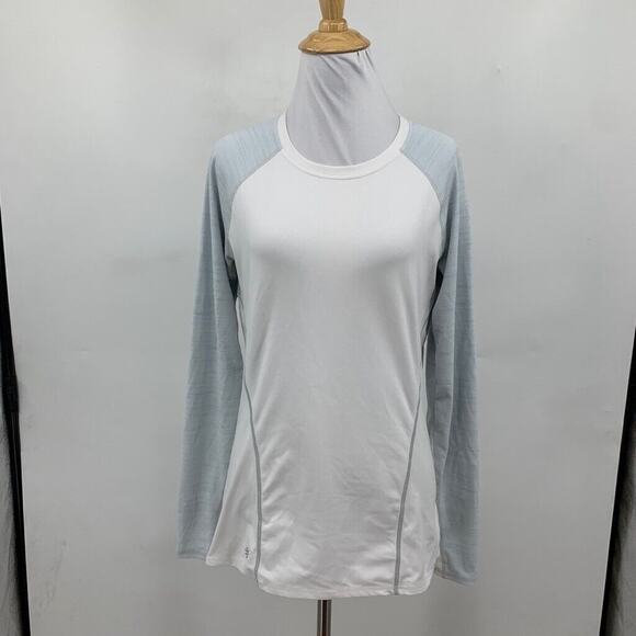 Athleta T Shirt Womens S Small White Gray Running Wild Crew Raglan Sleeve Tee - Picture 2 of 12